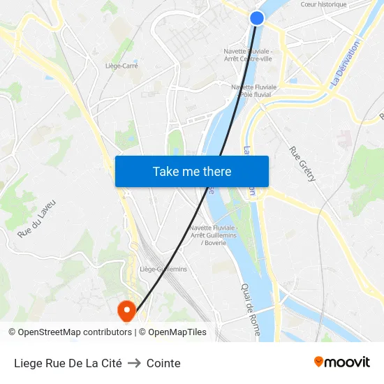 Liege Rue De La Cité to Cointe map