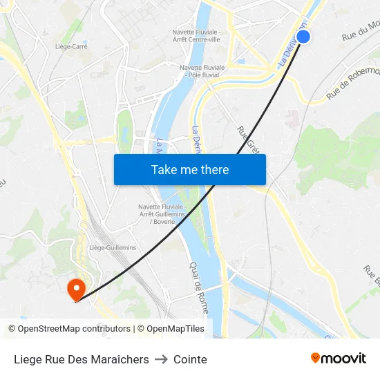 Liege Rue Des Maraîchers to Cointe map