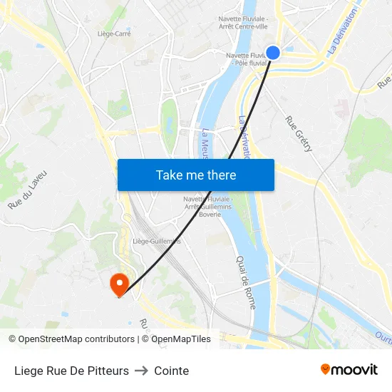 Liege Rue De Pitteurs to Cointe map