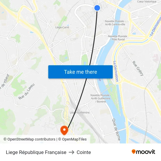 Liege République Française to Cointe map