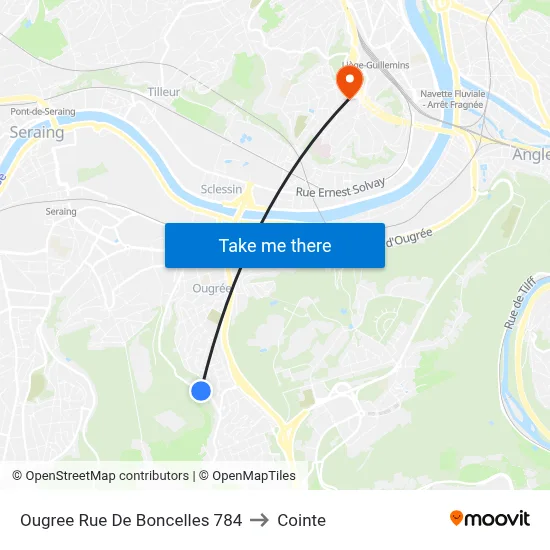 Ougree Rue De Boncelles 784 to Cointe map