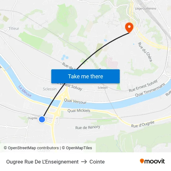 Ougree Education Street to Cointe map