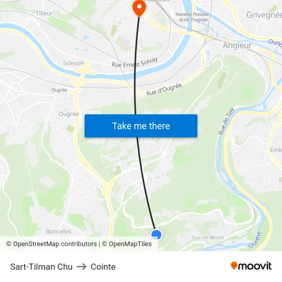 Sart-Tilman Chu to Cointe map