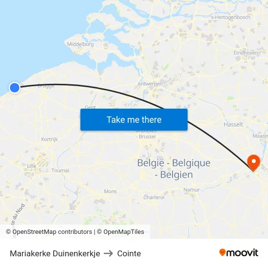 Mariakerke Duinenkerkje to Cointe map
