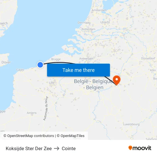 Koksijde Ster Der Zee to Cointe map