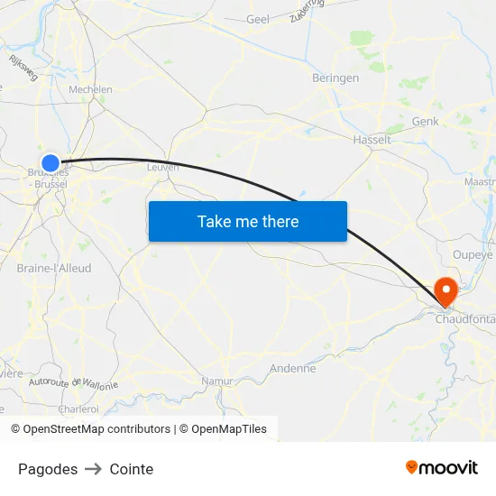 Pagodes to Cointe map