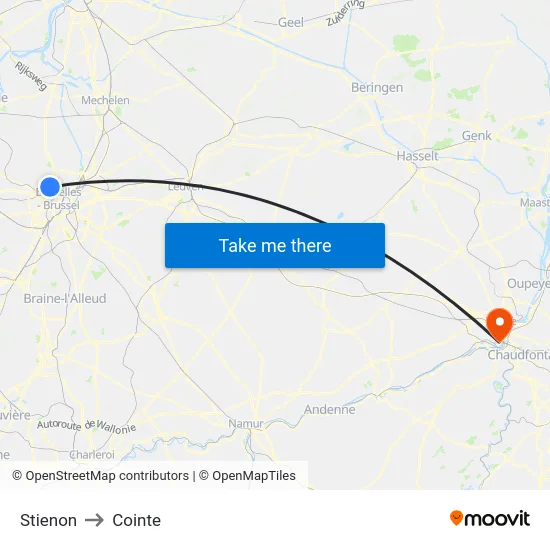 Stienon to Cointe map