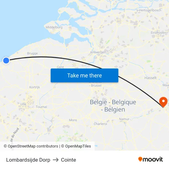 Lombardsijde Dorp to Cointe map