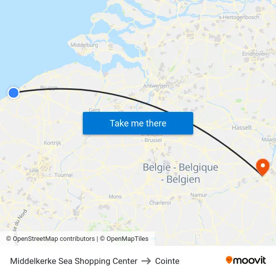 Middelkerke Sea Shopping Center to Cointe map