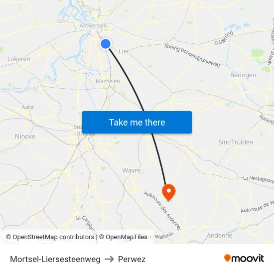 Mortsel-Liersesteenweg to Perwez map