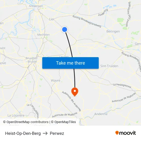 Heist-Op-Den-Berg to Perwez map