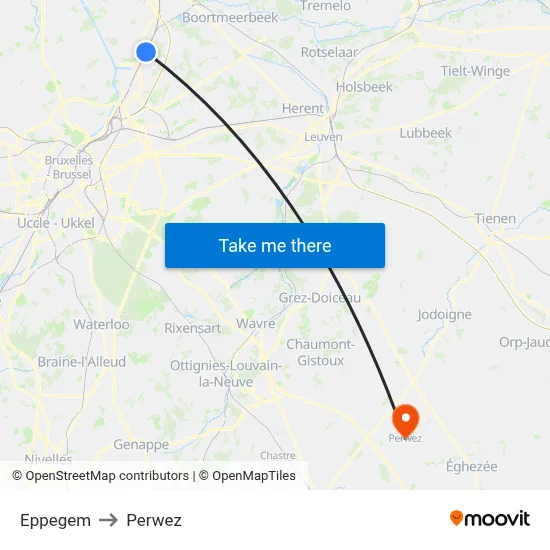 Eppegem to Perwez map