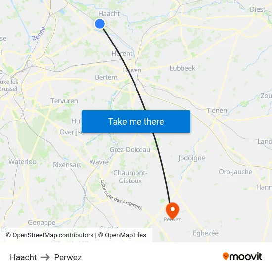 Haacht to Perwez map
