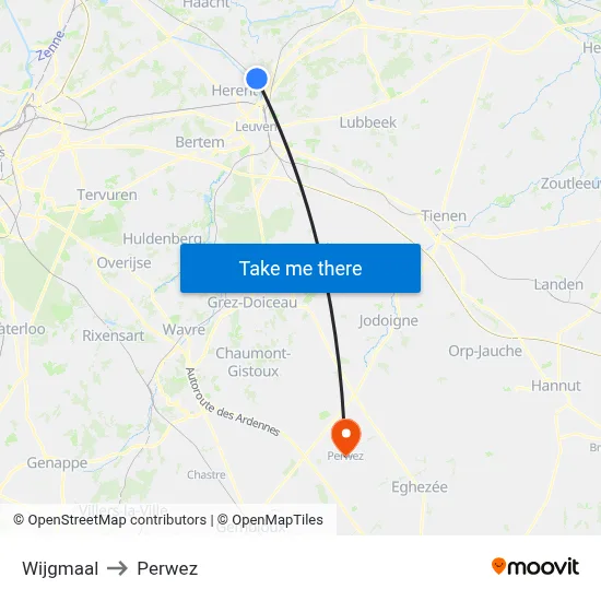 Wijgmaal to Perwez map