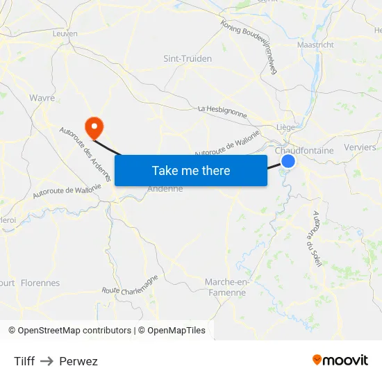 Tilff to Perwez map