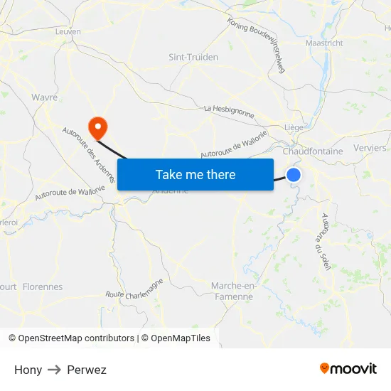 Hony to Perwez map