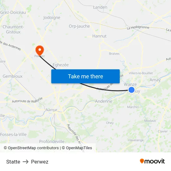 Statte to Perwez map