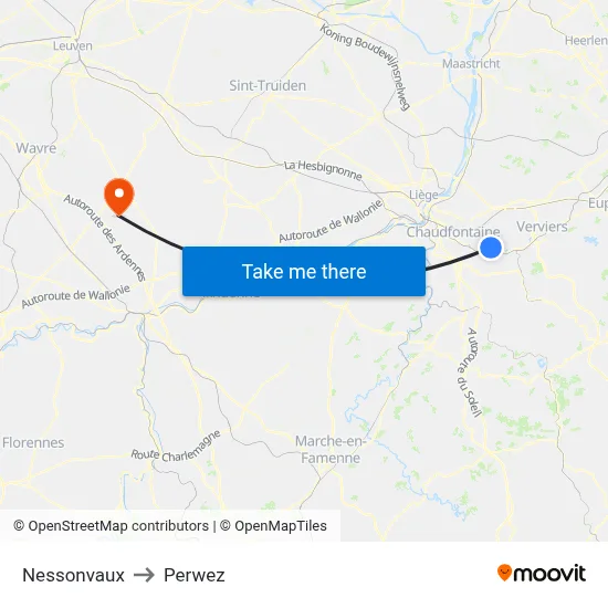 Nessonvaux to Perwez map