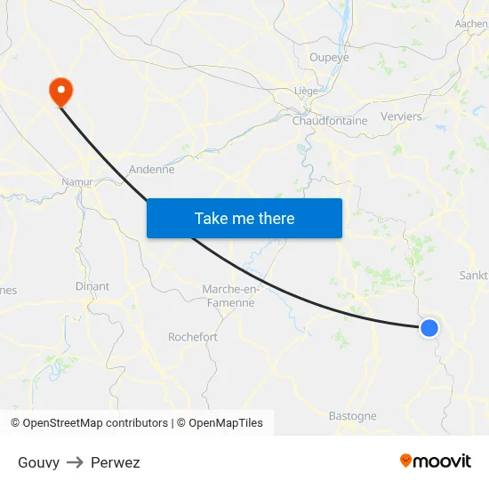Gouvy to Perwez map