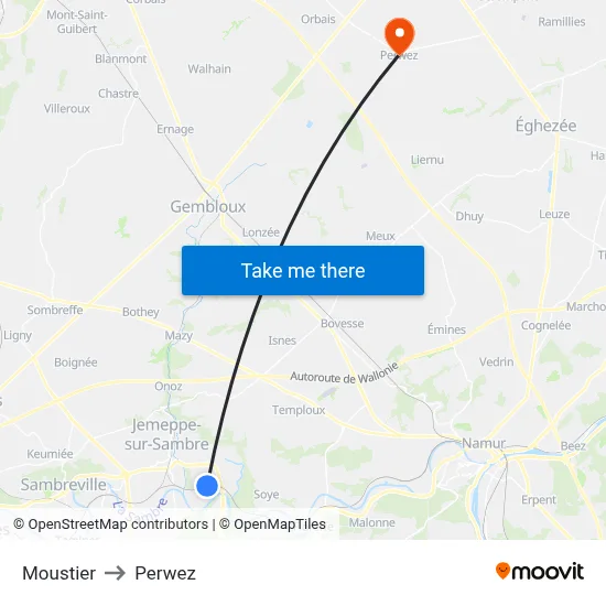 Moustier to Perwez map