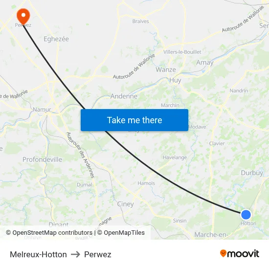 Melreux-Hotton to Perwez map