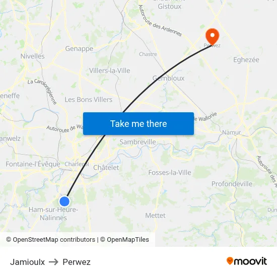 Jamioulx to Perwez map