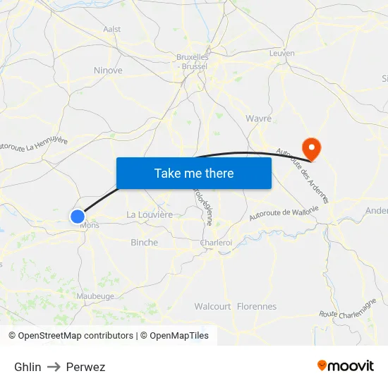 Ghlin to Perwez map