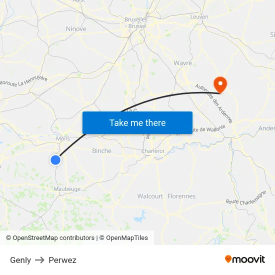 Genly to Perwez map