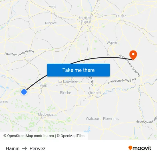 Hainin to Perwez map
