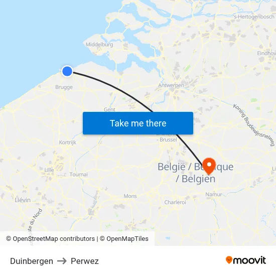 Duinbergen to Perwez map