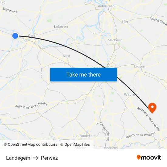 Landegem to Perwez map