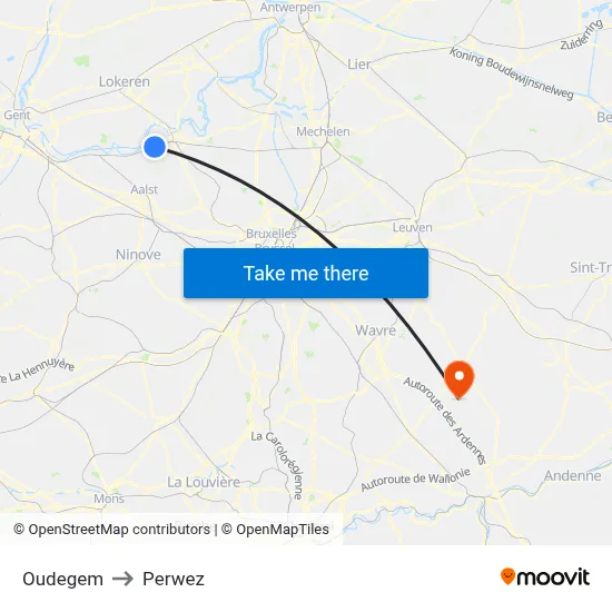 Oudegem to Perwez map