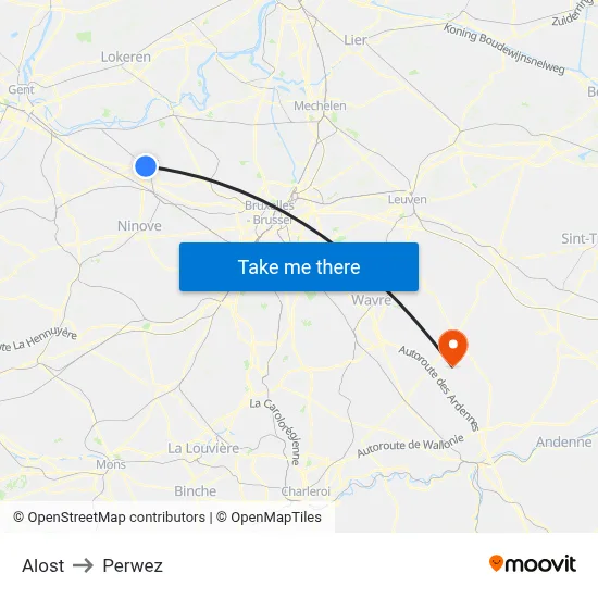 Aalst to Perwez map