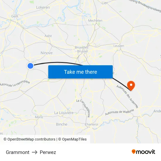 Grammont to Perwez map