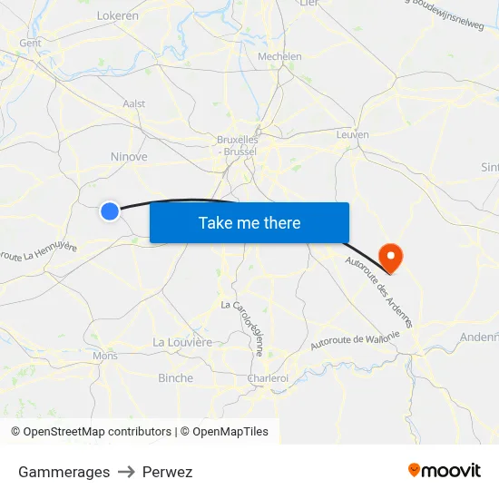 Gammerages to Perwez map