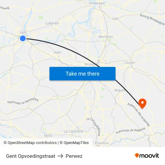 Gent Opvoedingstraat to Perwez map