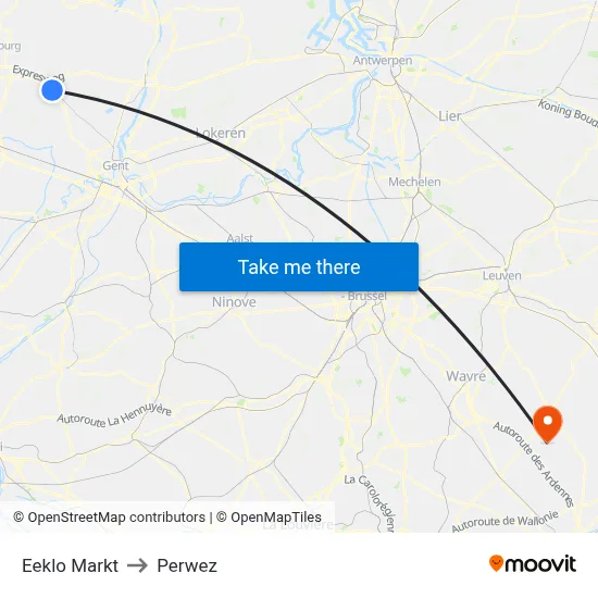 Eeklo Market to Perwez map