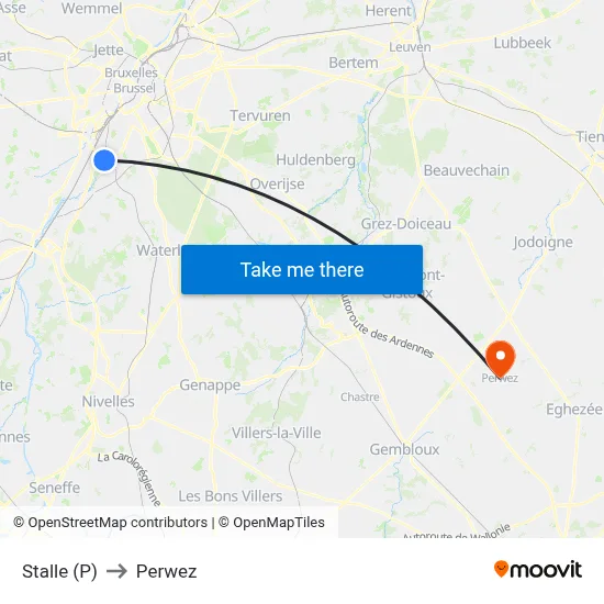 Stalle (P) to Perwez map