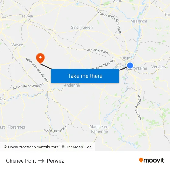 Chenee Bridge to Perwez map