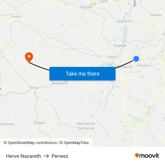 Herve Nazareth to Perwez map