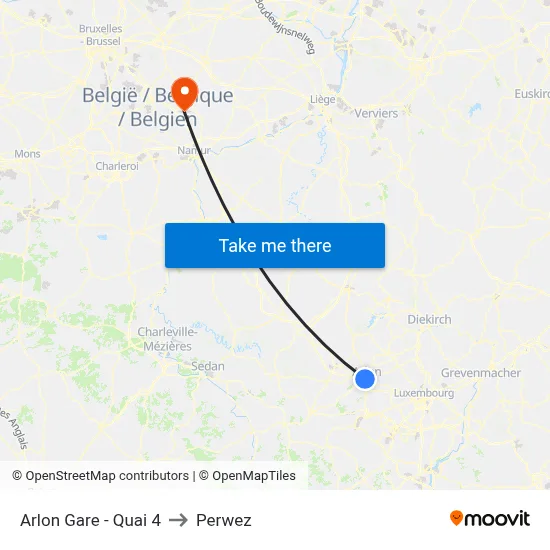 Arlon Station - Platform 4 to Perwez map