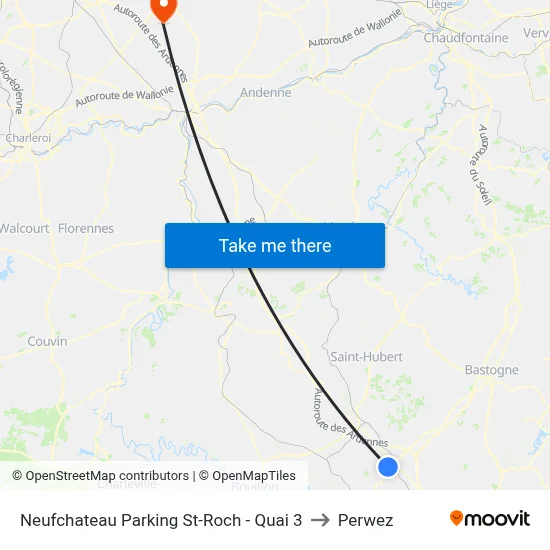 Neufchateau St-Roch Parking - Platform 3 to Perwez map