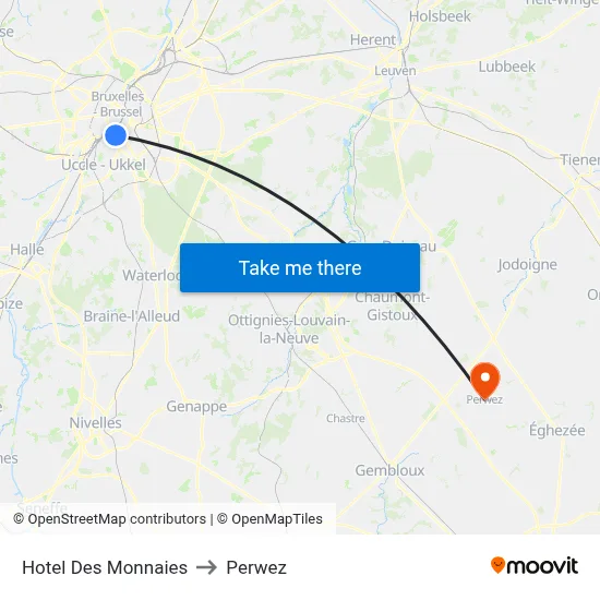 Mint Hotel to Perwez map