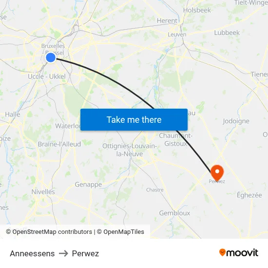 Anneessens to Perwez map