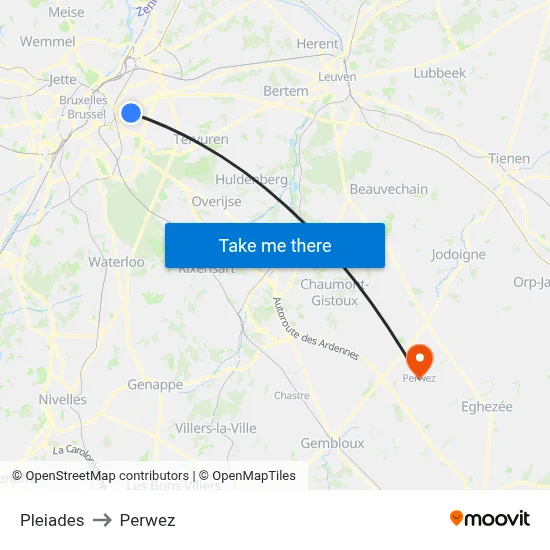 Pleiades to Perwez map