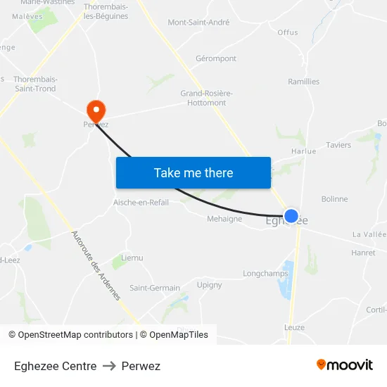 Eghezee Center to Perwez map