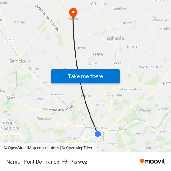 Namur France Bridge to Perwez map
