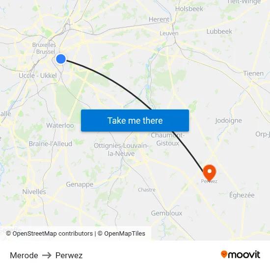Merode to Perwez map
