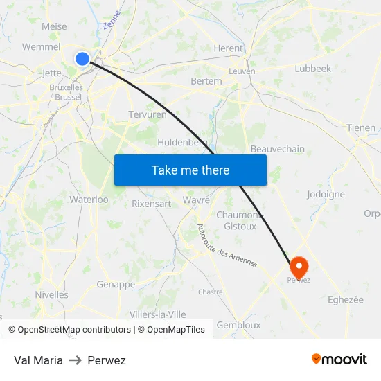 Val Maria to Perwez map