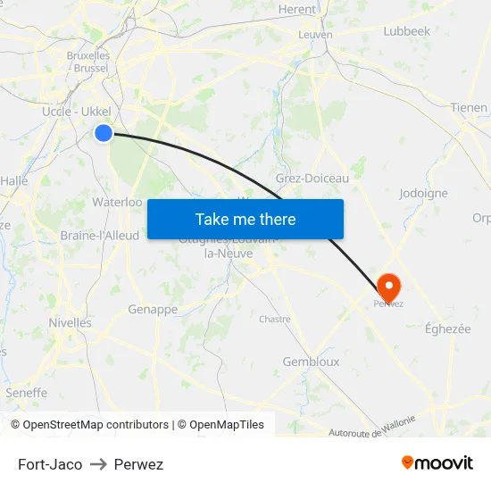 Fort-Jaco to Perwez map